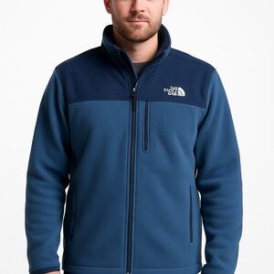 The North Face Mens Fleece Jacket Full Zip Blue Mock Neck Outdoor